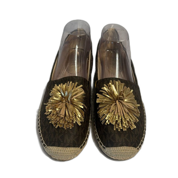 MICHAEL Michael Kors Lolita leather PomPom espadrille flats size 10 M - Picture 3 of 12